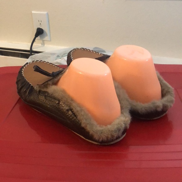 Nabfly Men's Moccasin Brown Tan Faux Suede Lined Fuzzy Sherpa Slippers Size 11 - Picture 8 of 12